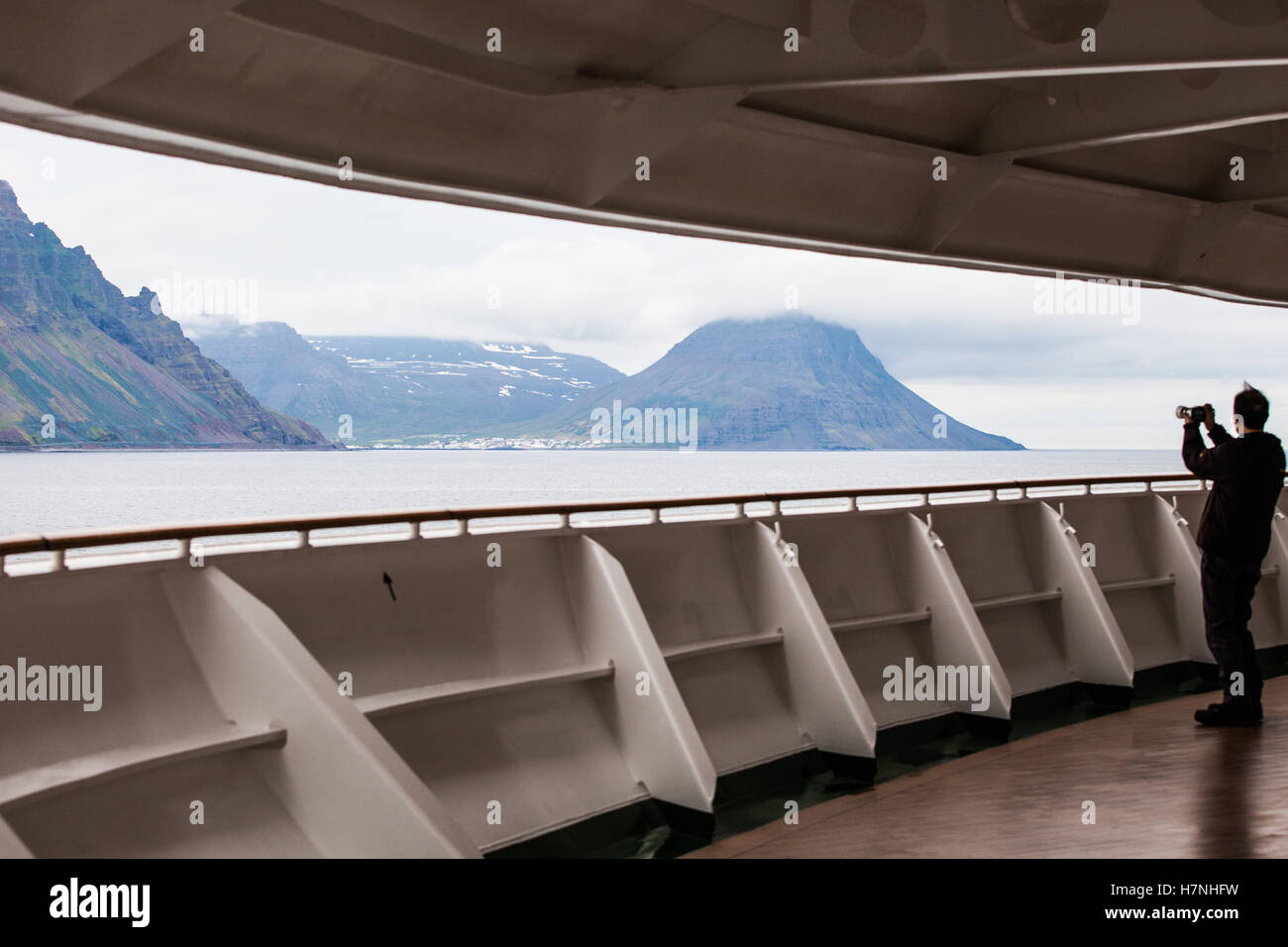 P&O Cruise Ship Azura anchored off Isafjordur, Iceland Stock Photo