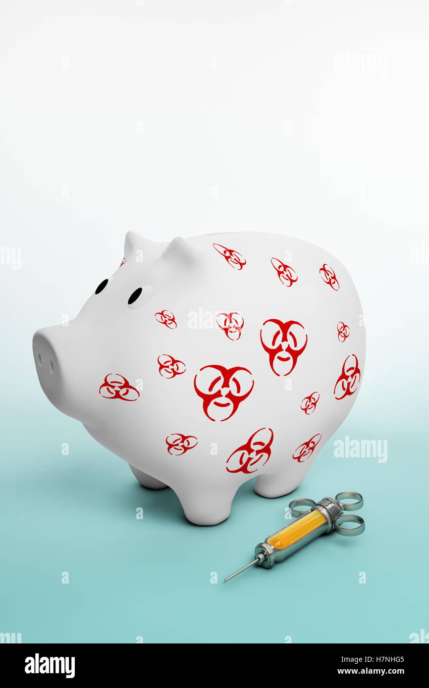 piggy bank with biohazard symbol Stock Photo