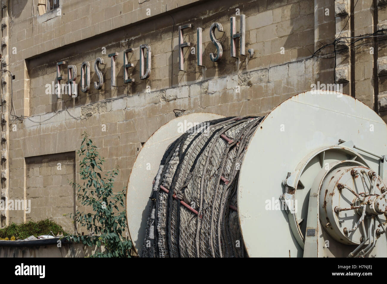 The Five Effs Import Company on Birkirkara wharf, Valletta, Malta. Food import and cold storage company. The Frosted Fish Fruit Stock Photo