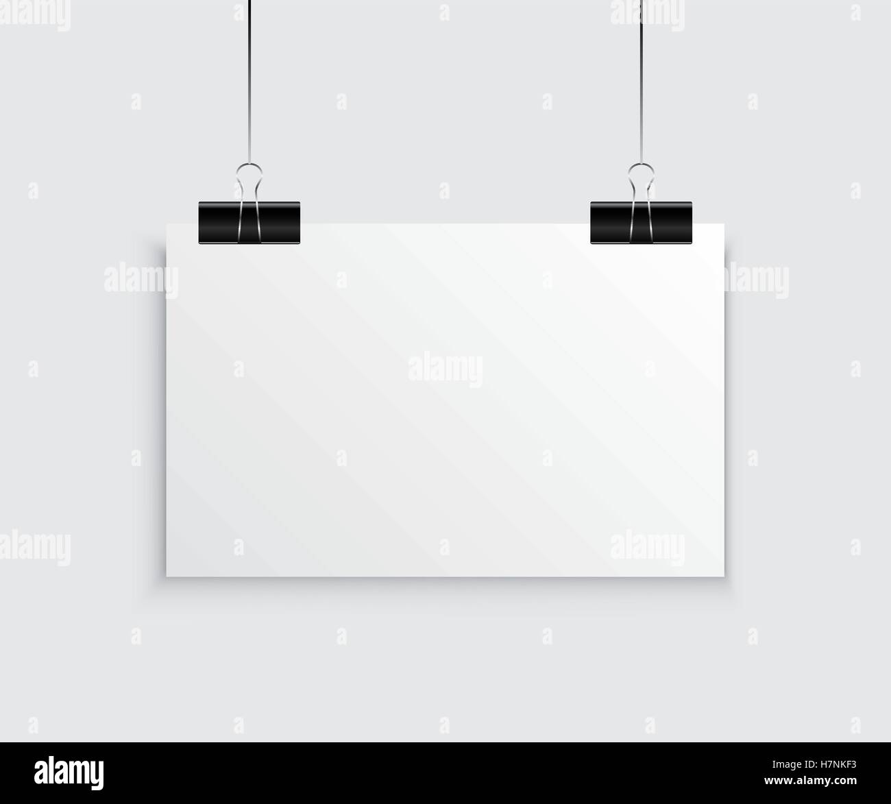 Hanging paper poster on wall poster. Vector illustration Stock Vector