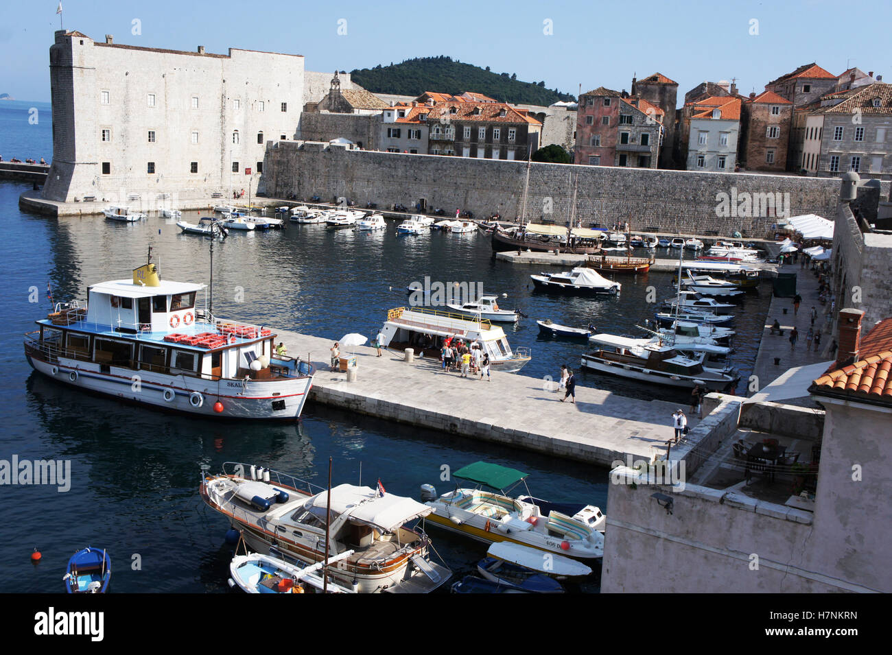Dubrovnik  boat harbour, Croatia Stock Photo