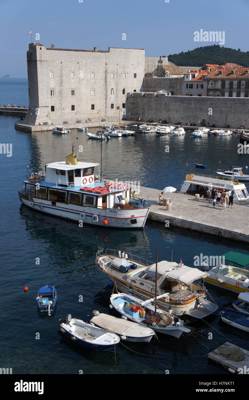Dubrovnik  boat harbor, Croatia Stock Photo