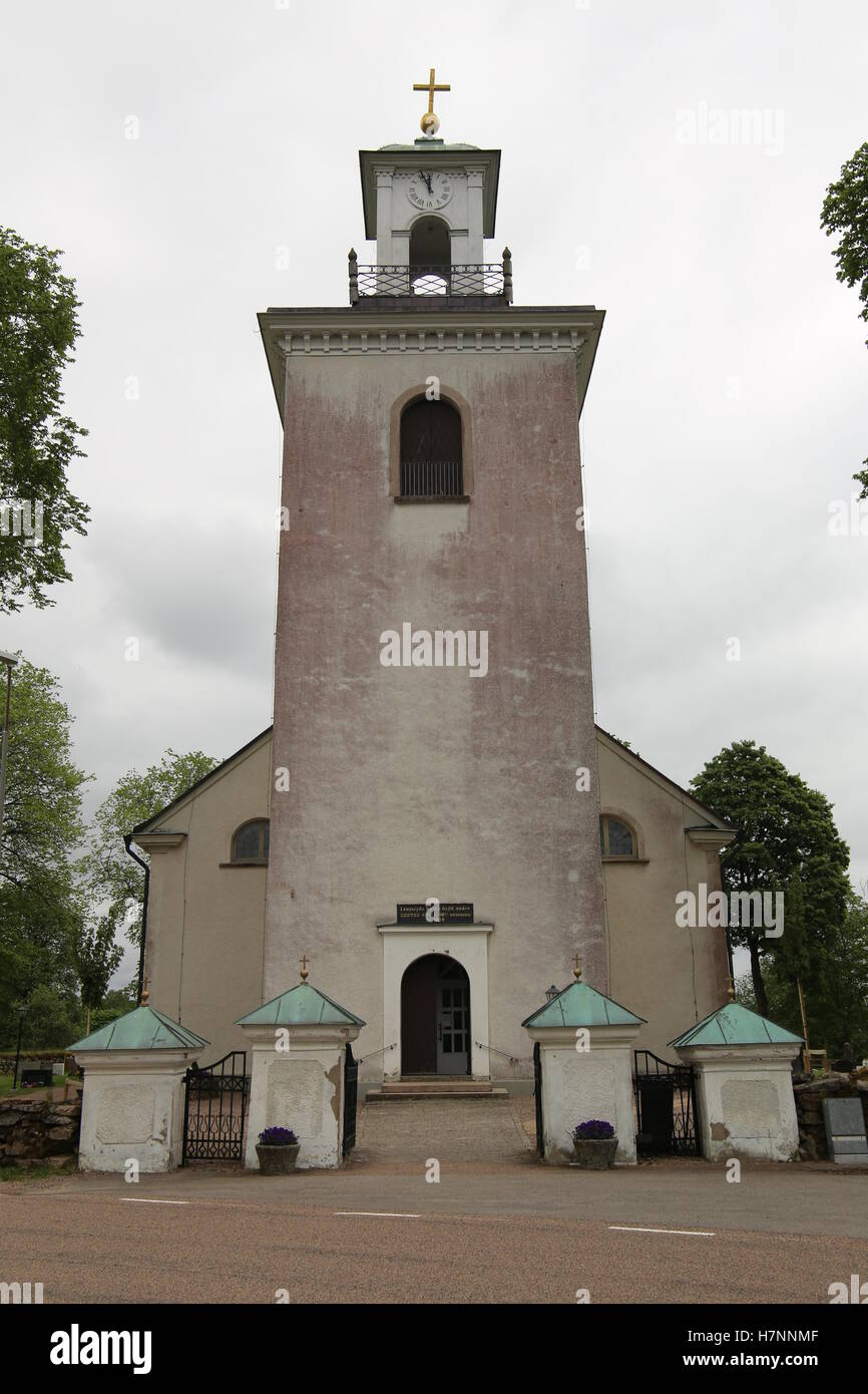 Church building in Laangaryd in Halland, Sweden. Stock Photo
