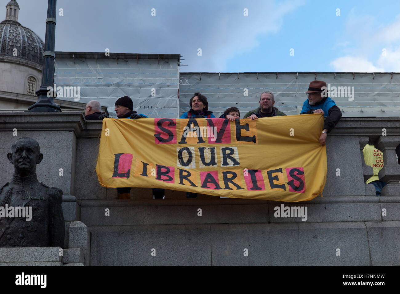 Save our Libraries demonstration in London Trafalgar Square Stock Photo