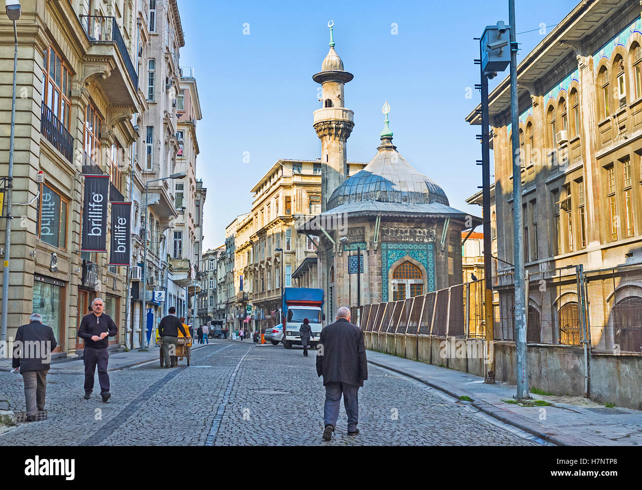 The Hobyar Cami (Mosque) is the small hexagonal building, decorated with famous Turkish Kutahya tiles Stock Photo