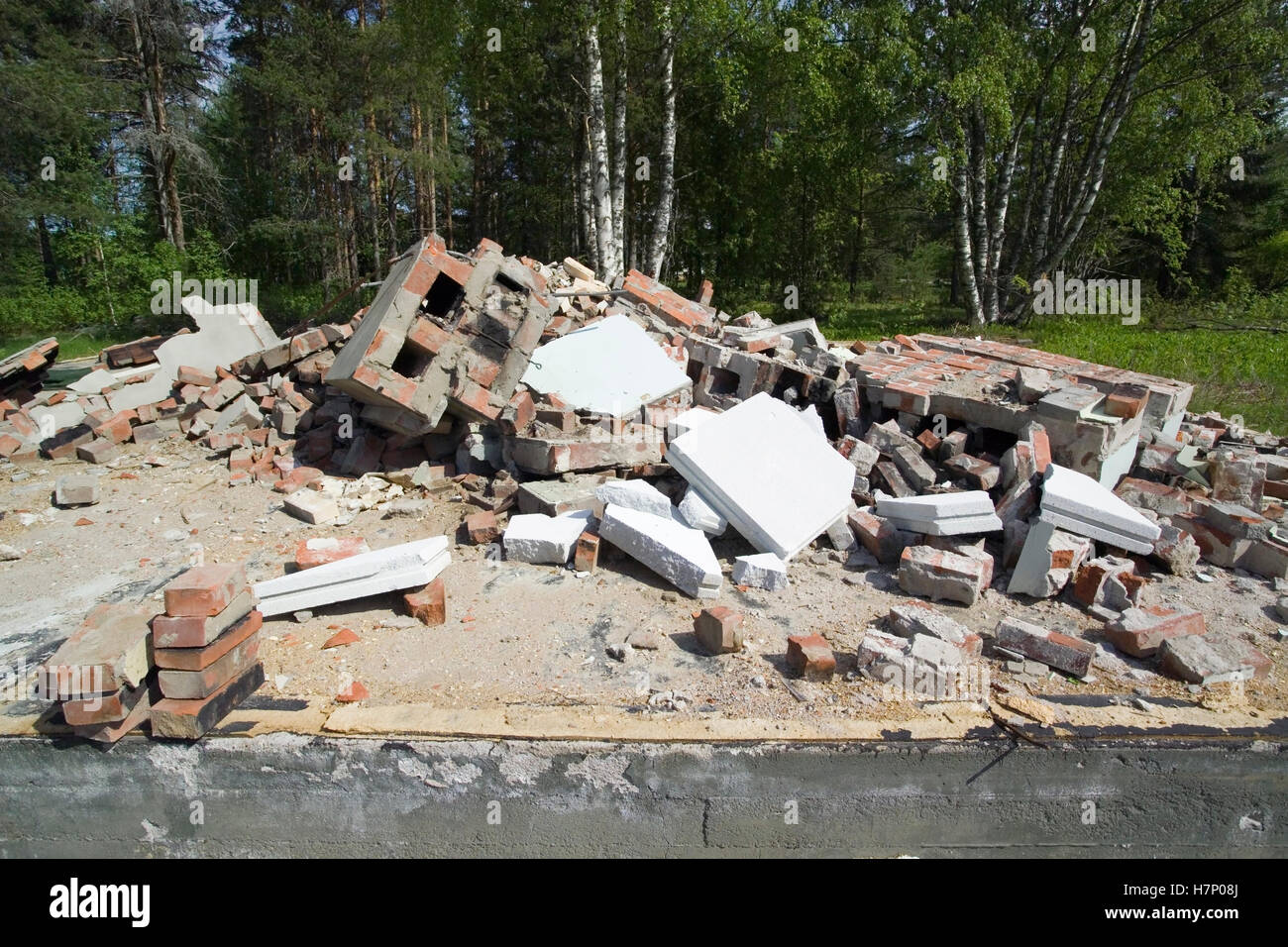 demolished house foundation, Finland Stock Photo