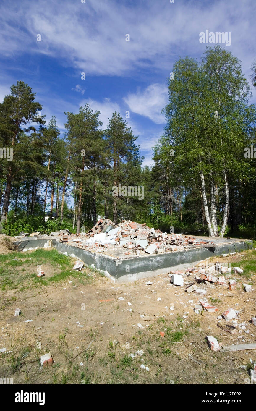 demolished house foundation, Finland Stock Photo