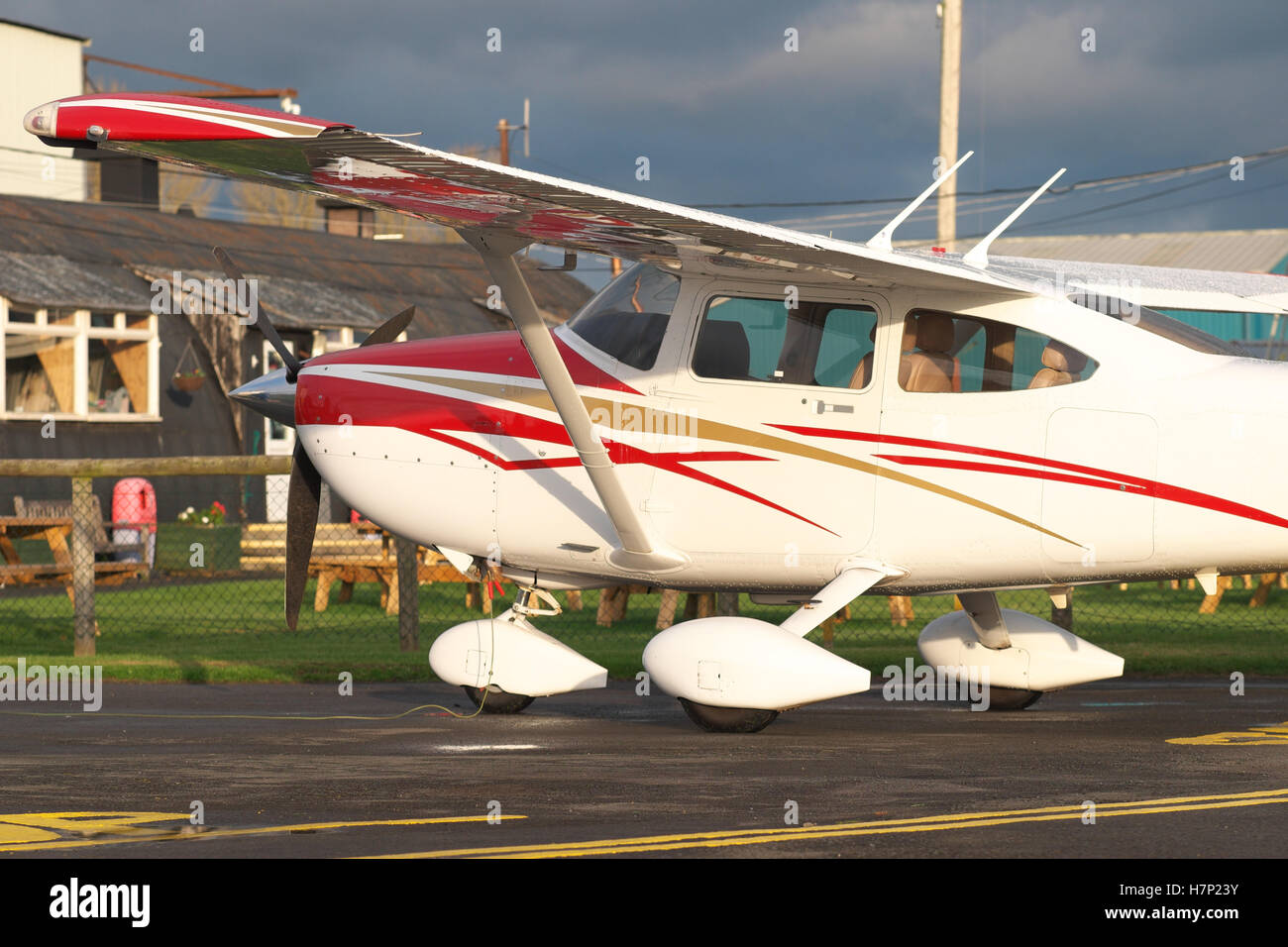 Cessna 182 Skylane light aircraft general aviation at a small UK