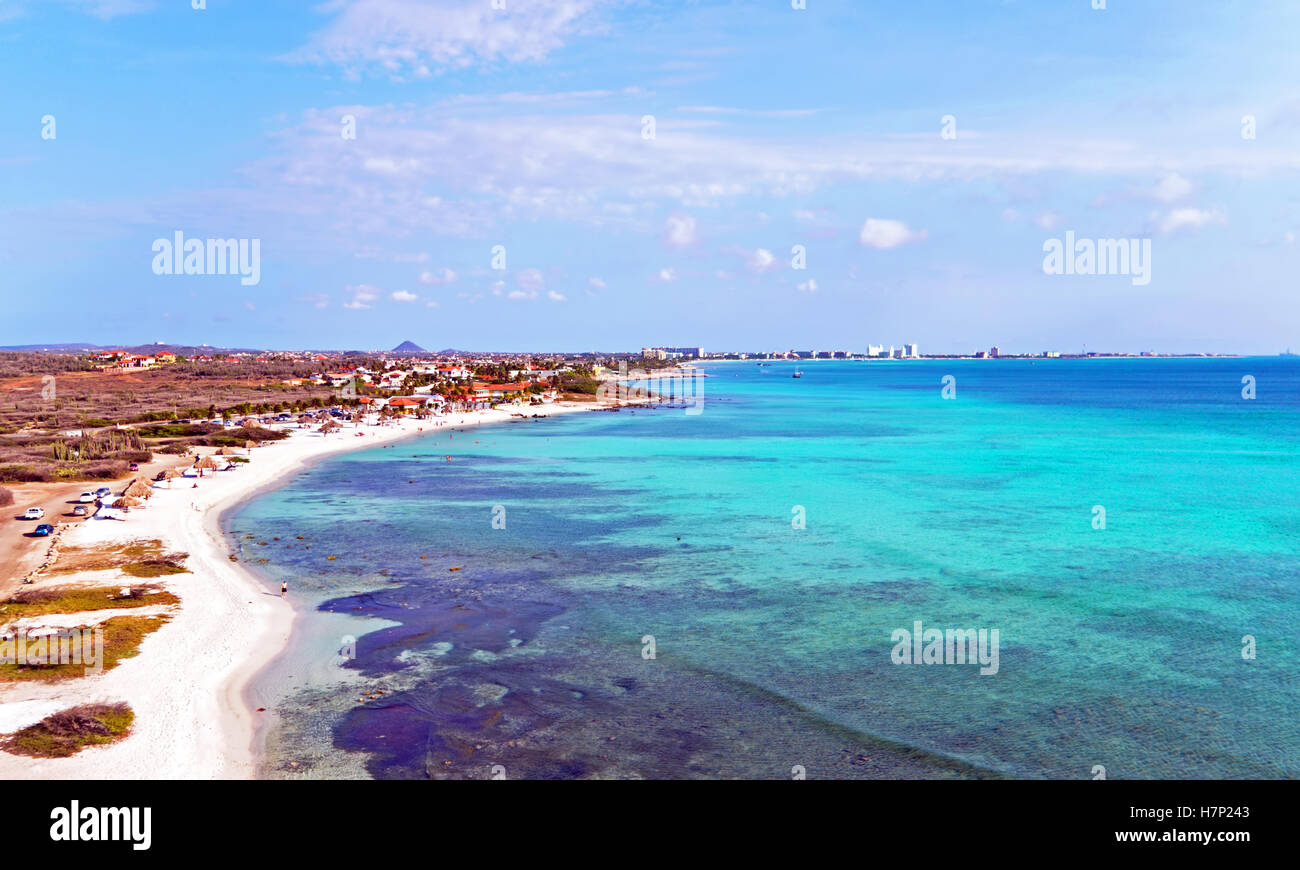 Aerial from Aruba at Malmok beach in the Caribbean Stock Photo - Alamy