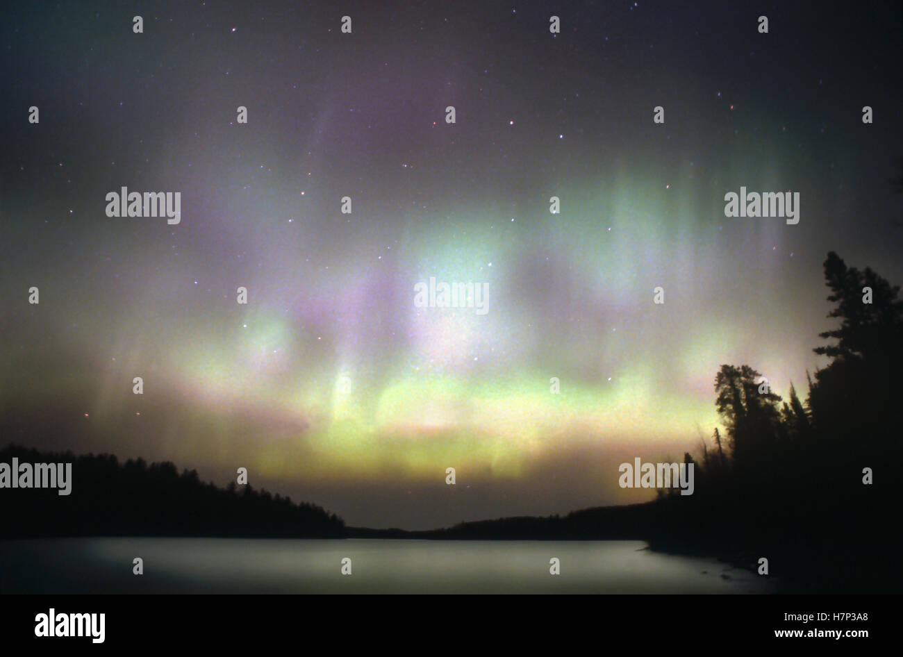 Aurora borealis over Moose Lake, Boundary Waters Canoe Area Wilderness