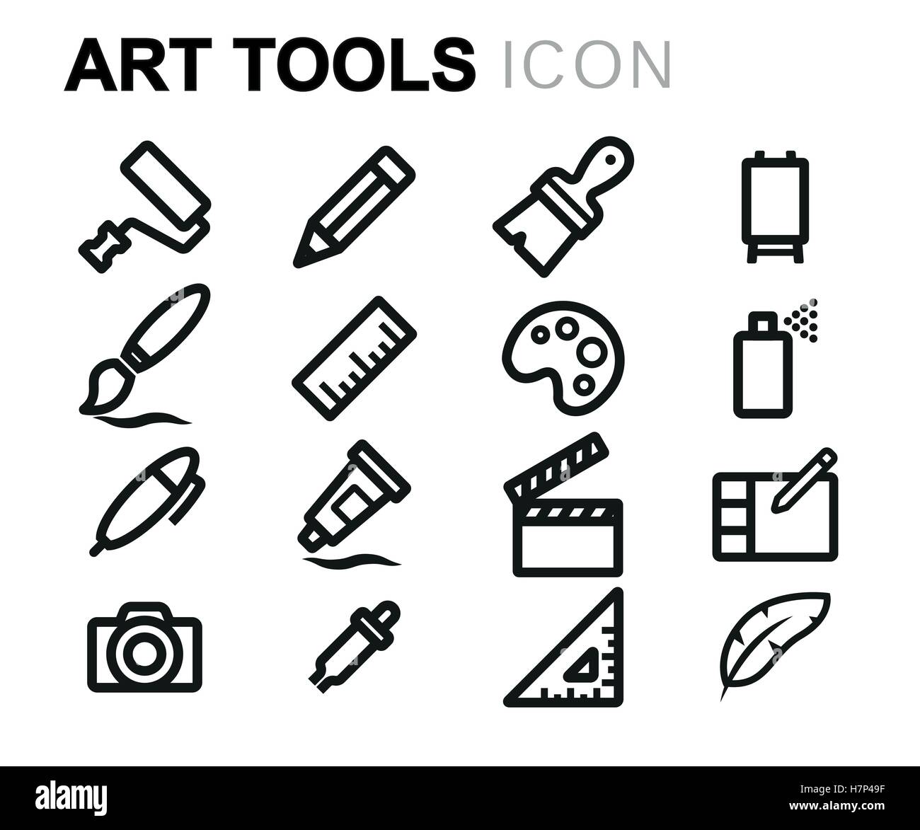 Vector line art tools icons set on white background Stock Vector Image ...