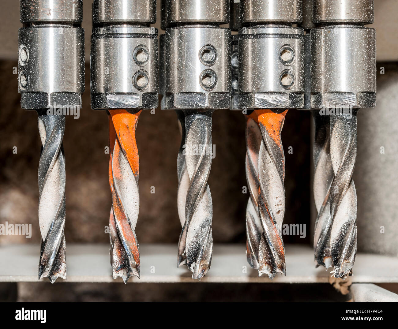 Line of drill bits used in carpentry Stock Photo Alamy