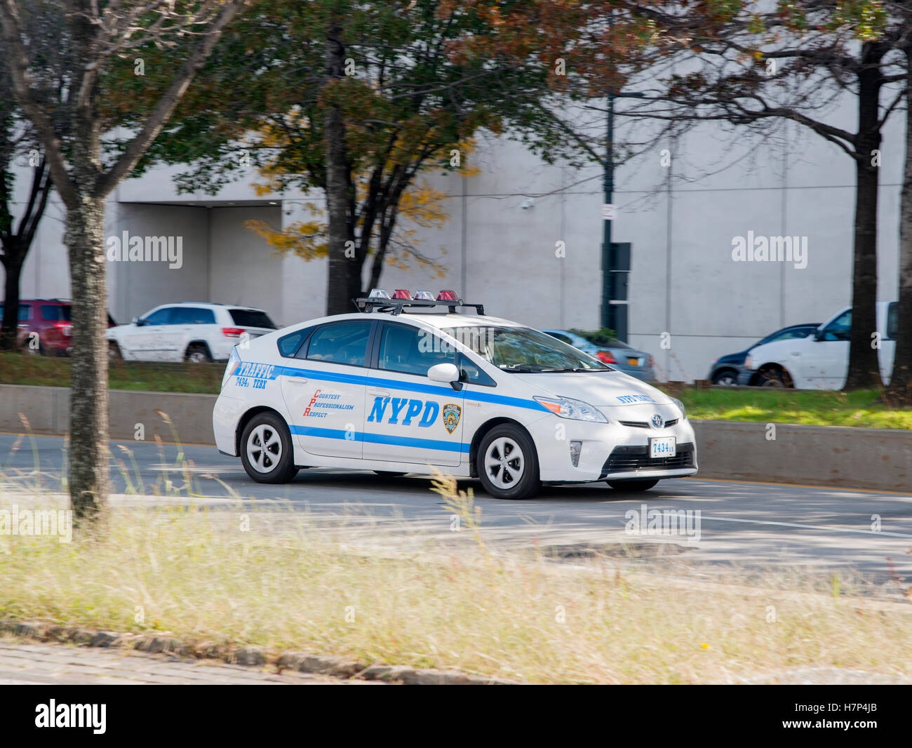 NYPD traffic hybrid Toyota Prius on the streets of Manhattan Stock Photo