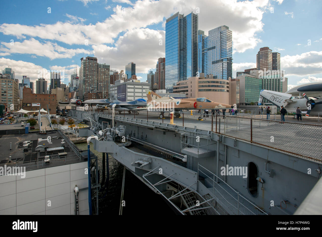 USS Intrepid, WW2 aircraft carrier moored in New York's Hudson river as a museum Stock Photo