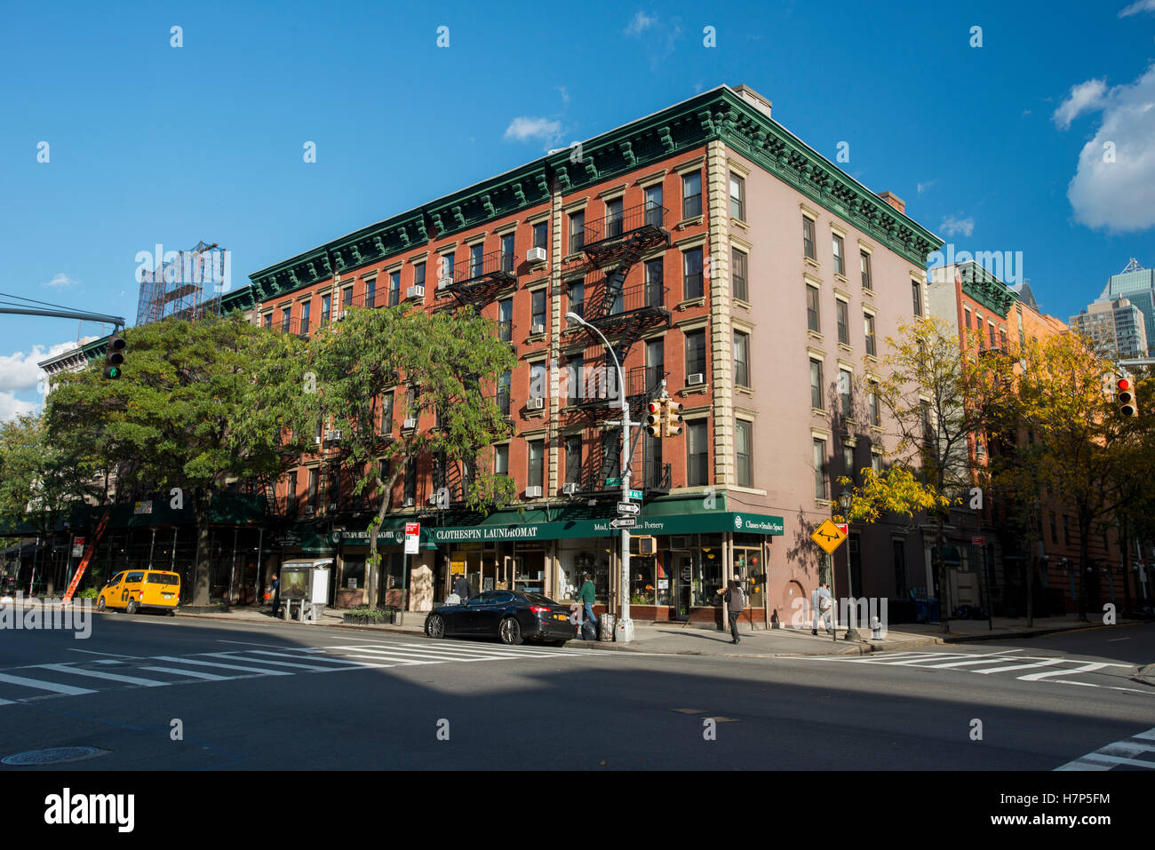 New York streets in Chelsea village on the West side of Manhattan Stock