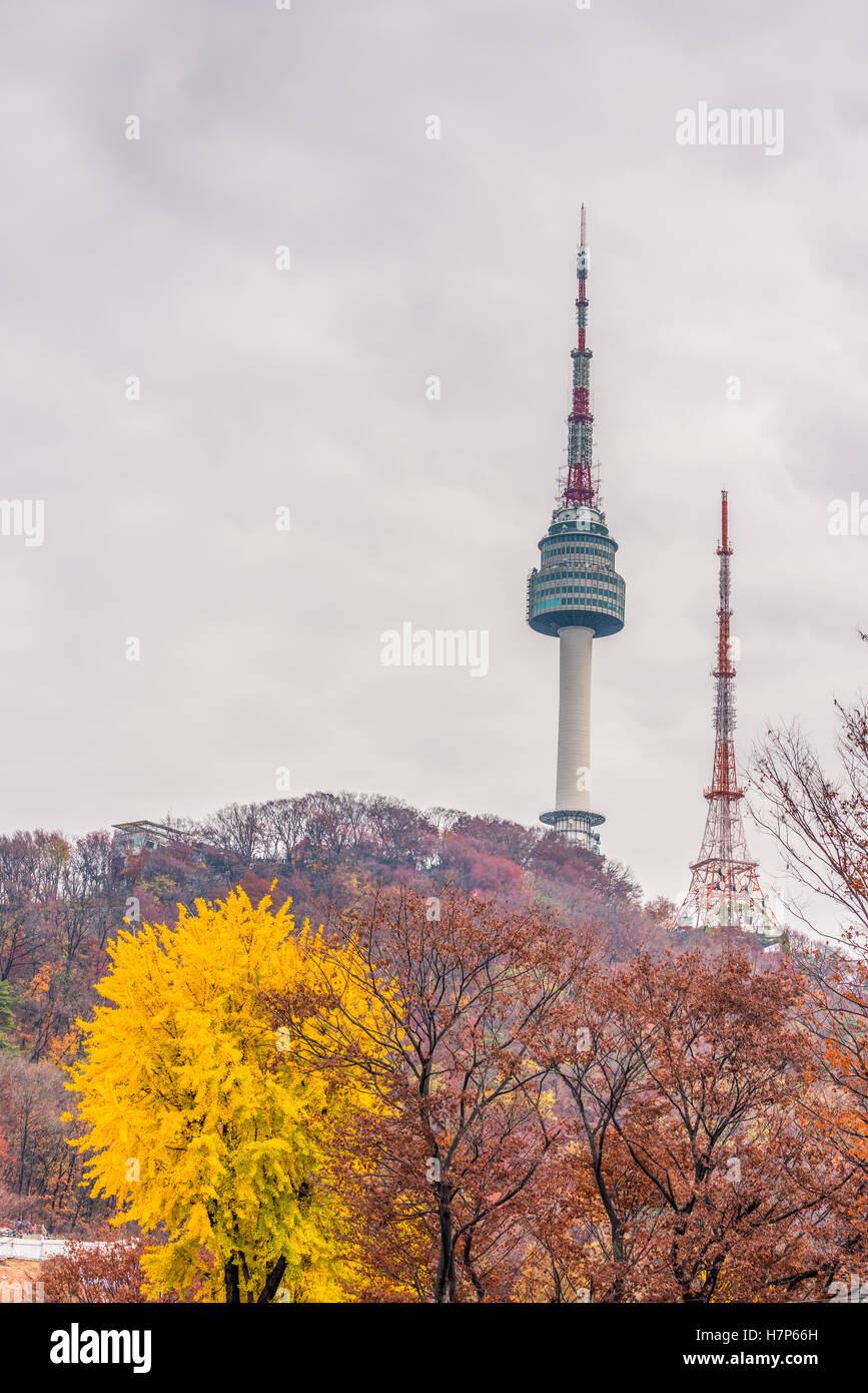 Autumn Namsan Tower in Seoul,South Korea Stock Photo