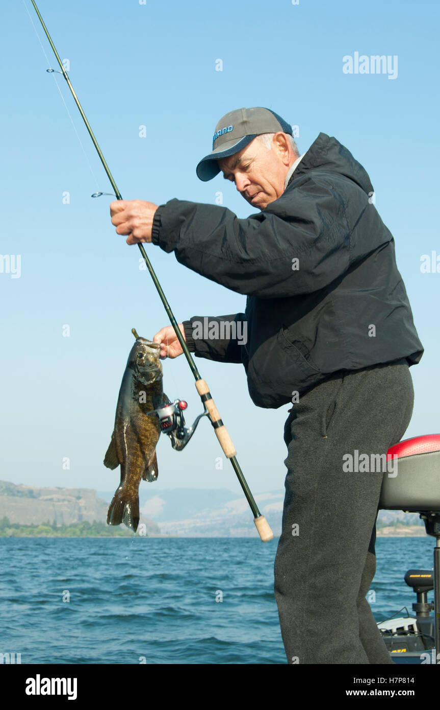 Smallmouth Bass fishing on the Columbia River near The Dalles, Oregon Stock Photo - Alamy