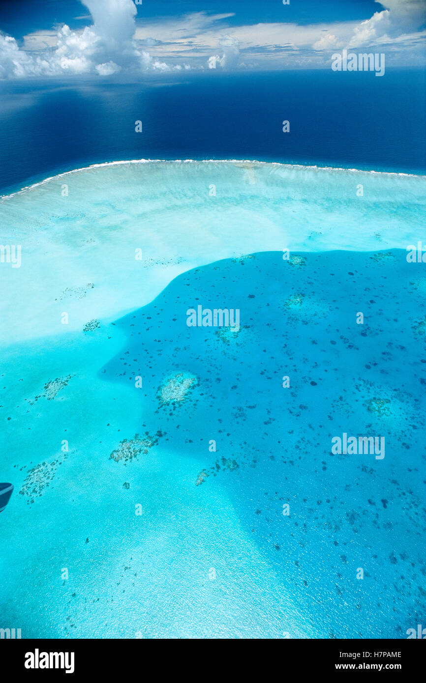 Atoll lagoon, shallow lagoon has been formed from submerged cone of old ...