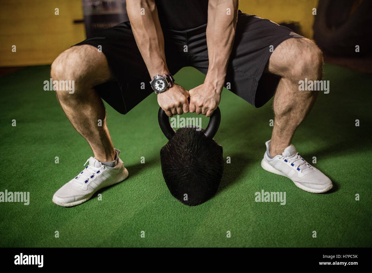 Thai boxer lifting weight Stock Photo Alamy