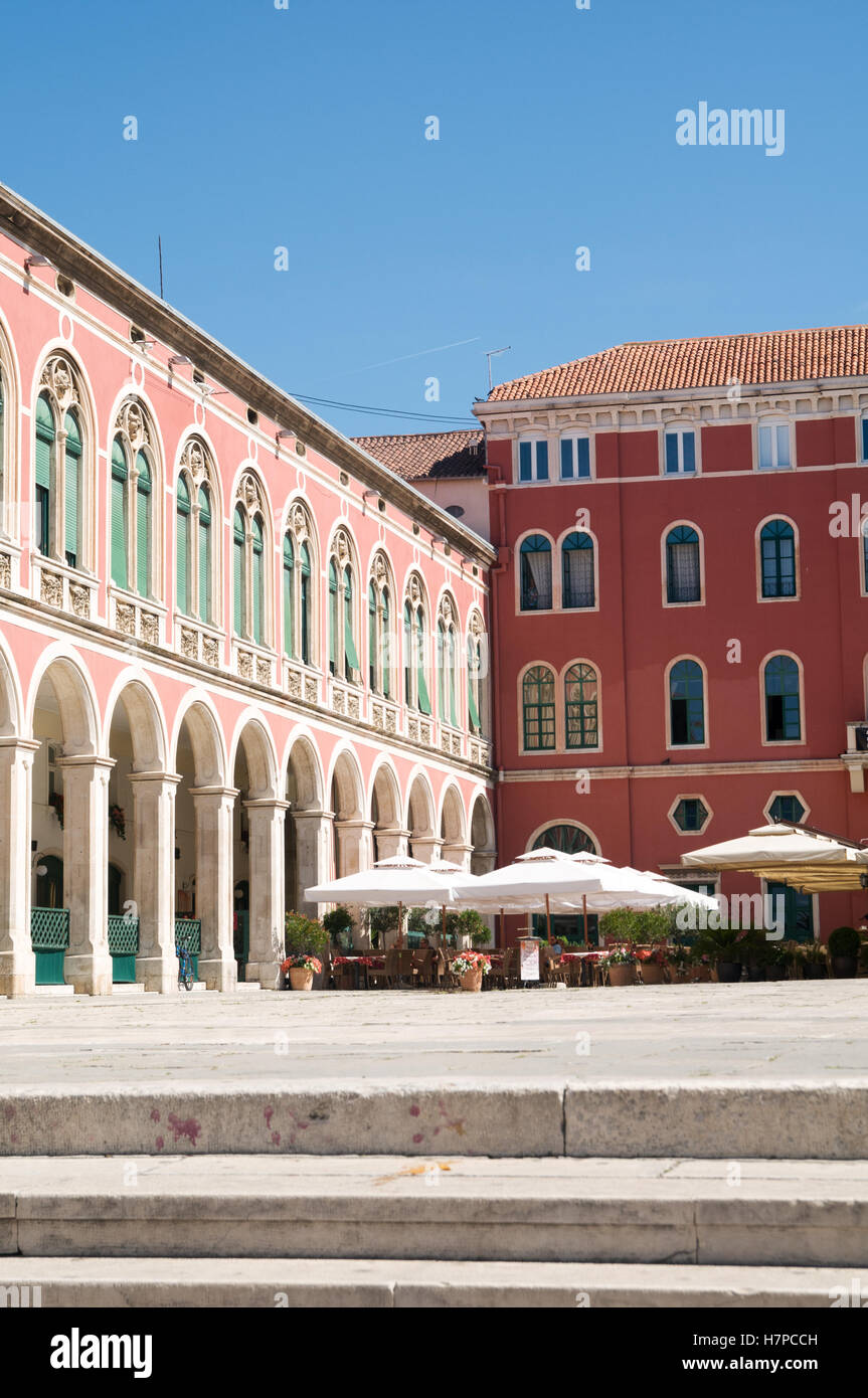 Al fresco dining in the colourful Republic Square, Split, Croatia Stock