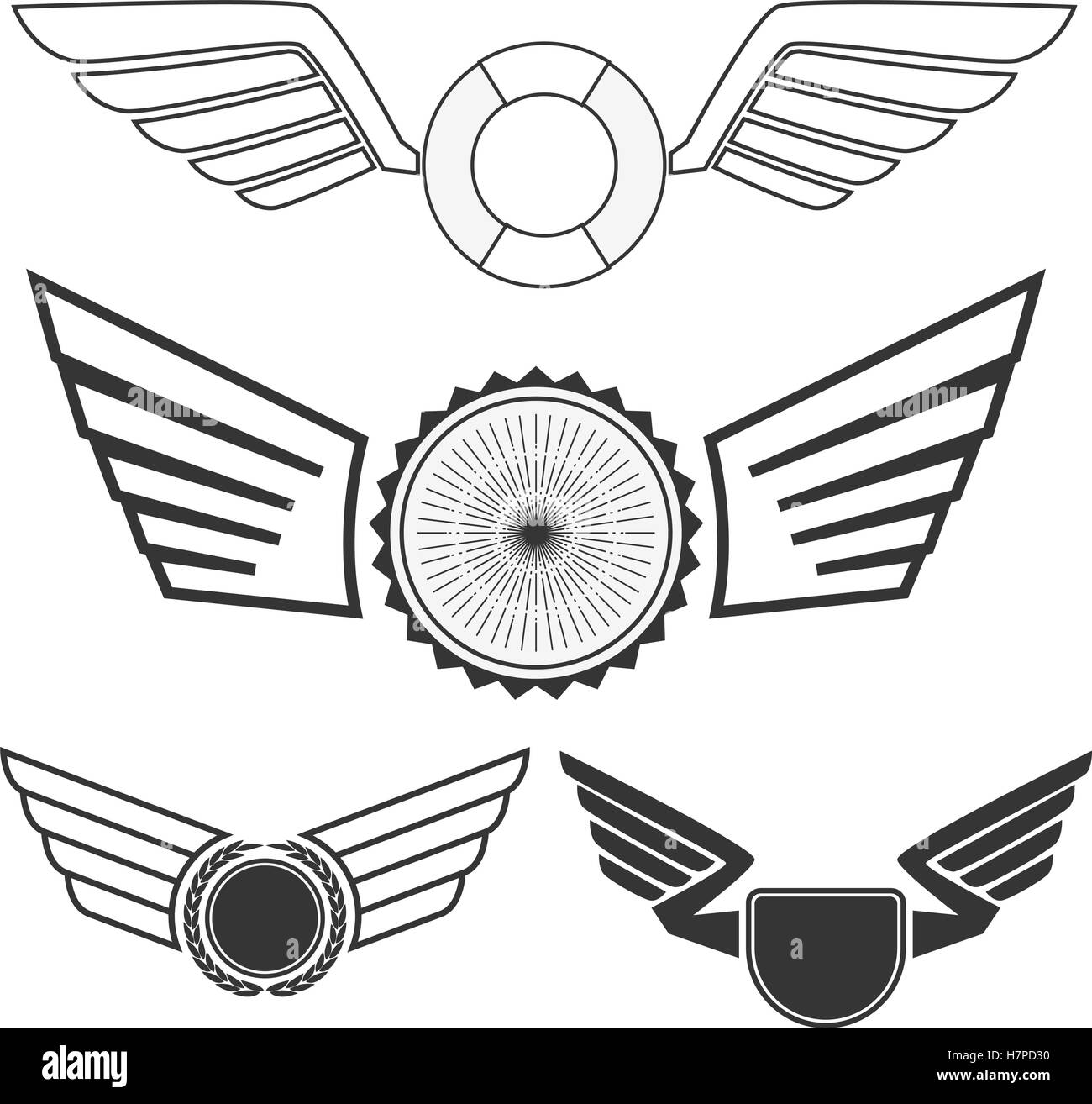 Emblems with wings Stock Vector