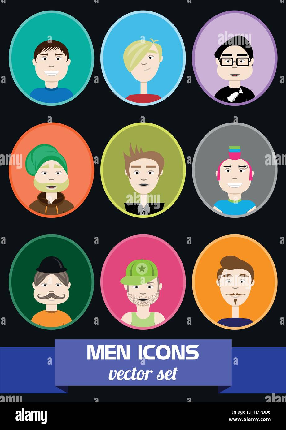 men icons vector set Stock Vector