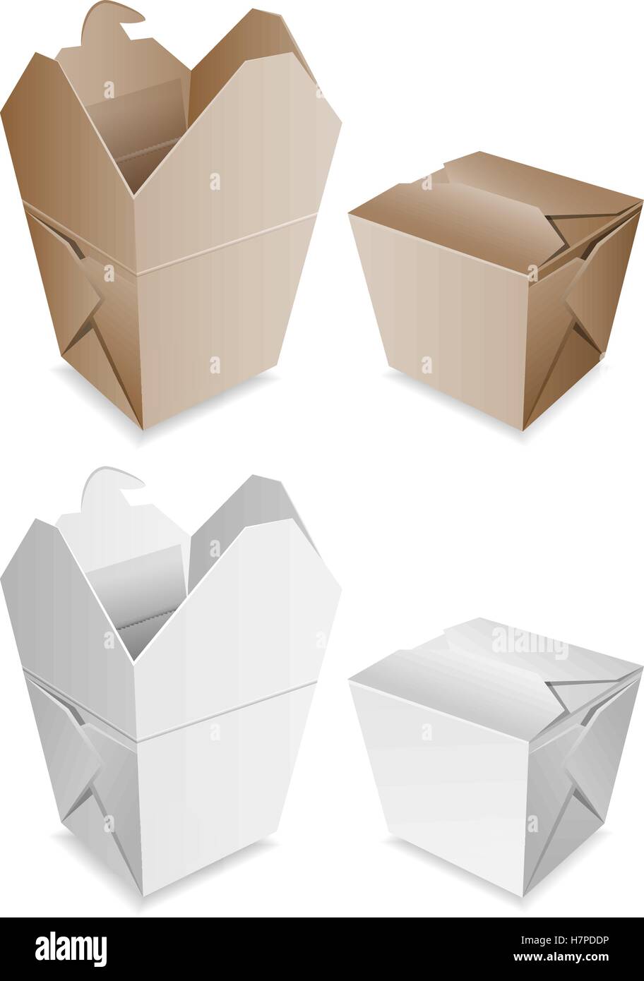 chinese takeout box isolated on white background (brown and white