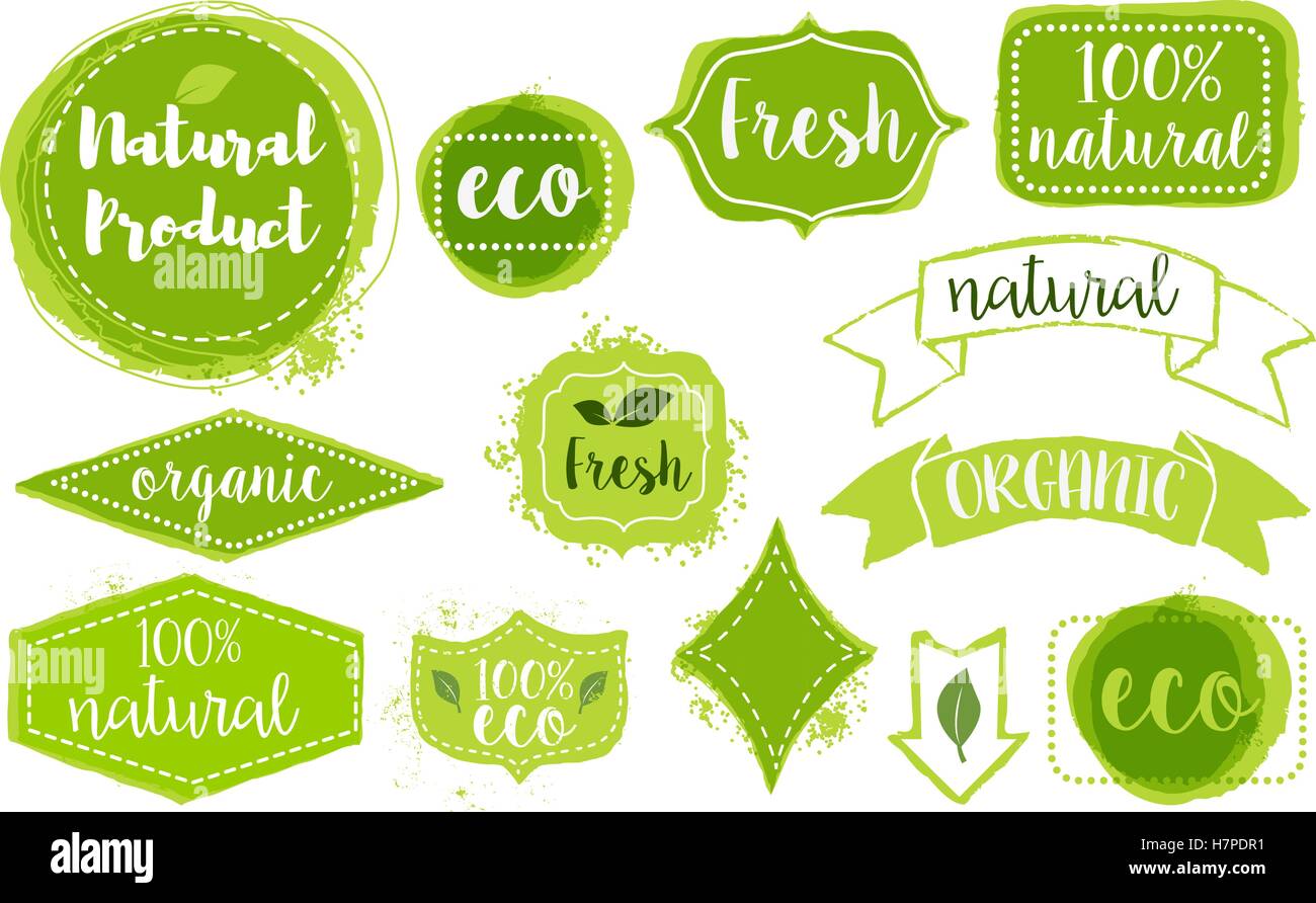 set of organic fresh eco labels Stock Vector Image & Art - Alamy
