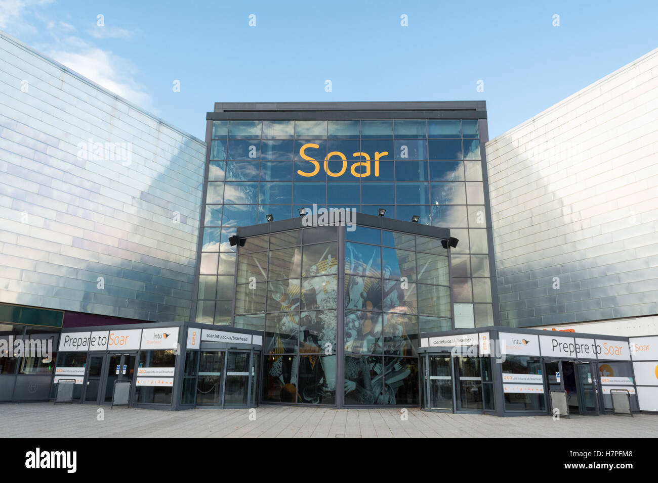 Soar INTU Braehead entrance to Snow Factor and other indoor sports, restaurants and shops Stock Photo