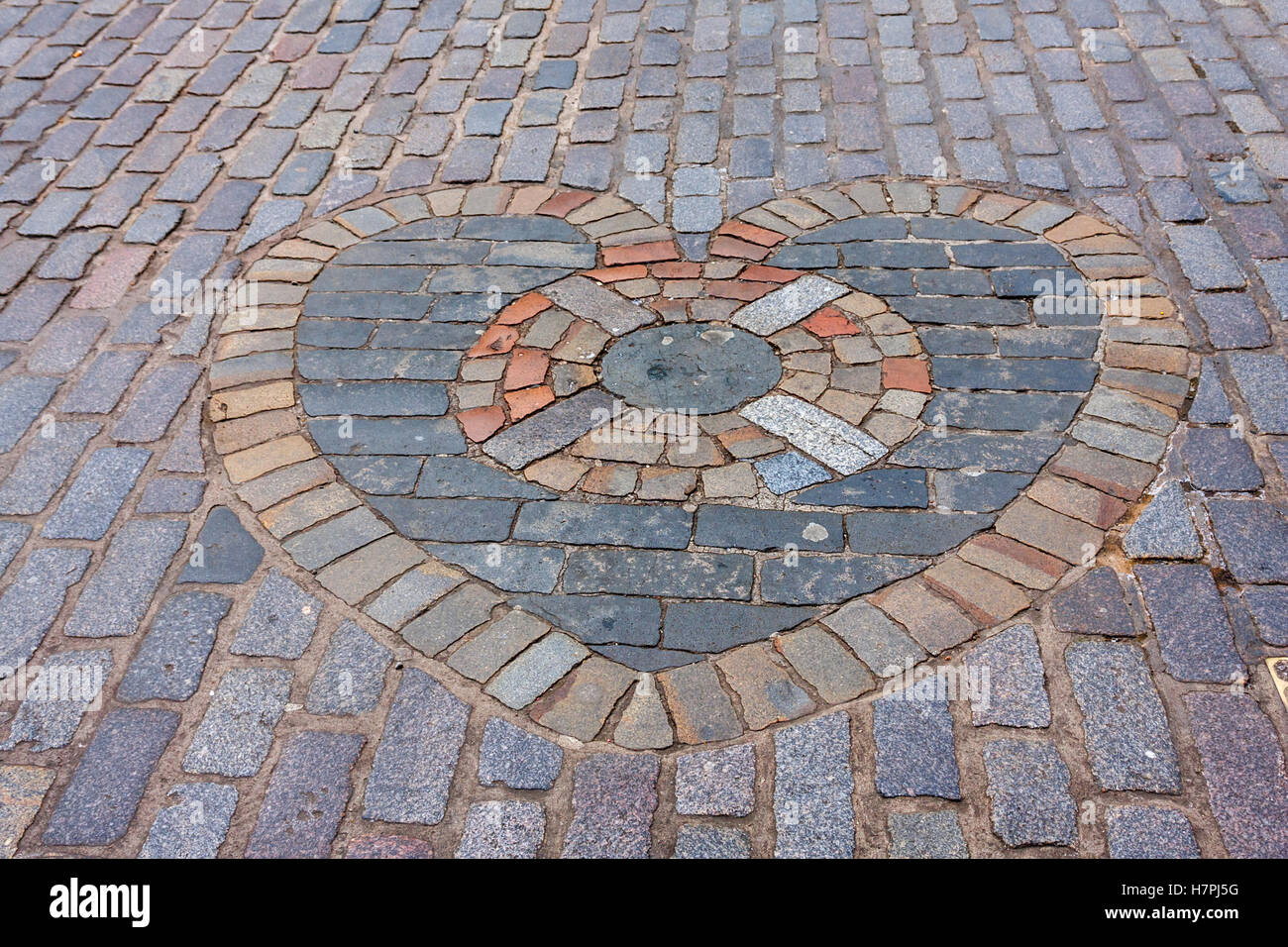 The Heart of Midlothian on the Royal Mile of Edinburgh, Scotland, United Kingdom Stock Photo