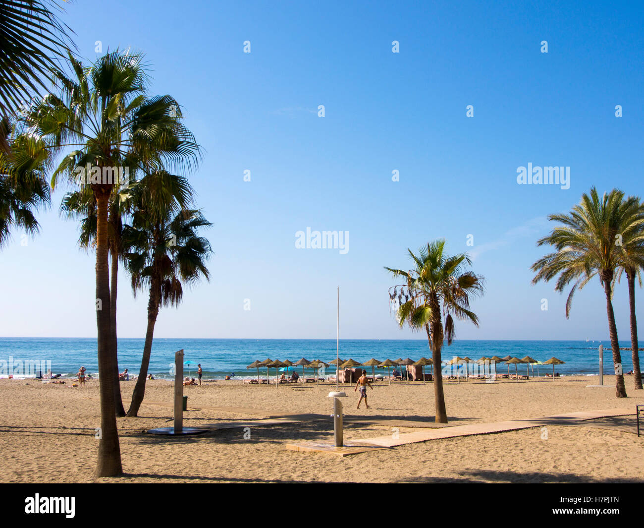 La Bajadilla beach. Marbella, Malaga province, Costa del Sol, Andalusia, Spain Europe Stock Photo