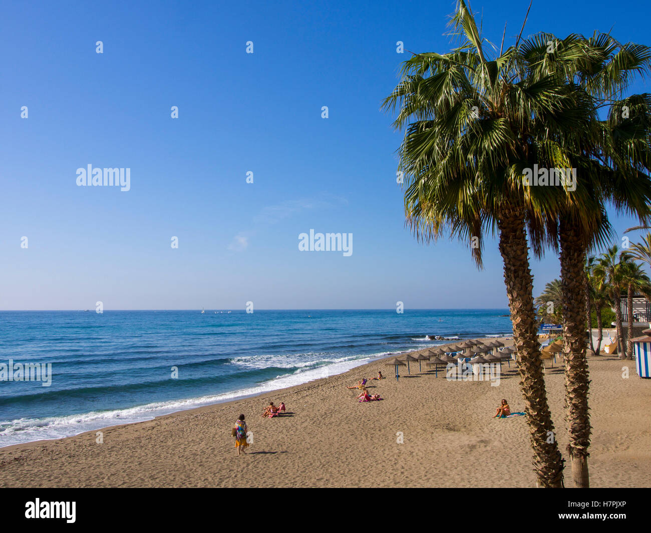 La Bajadilla beach. Marbella, Malaga province, Costa del Sol, Andalusia, Spain Europe Stock Photo