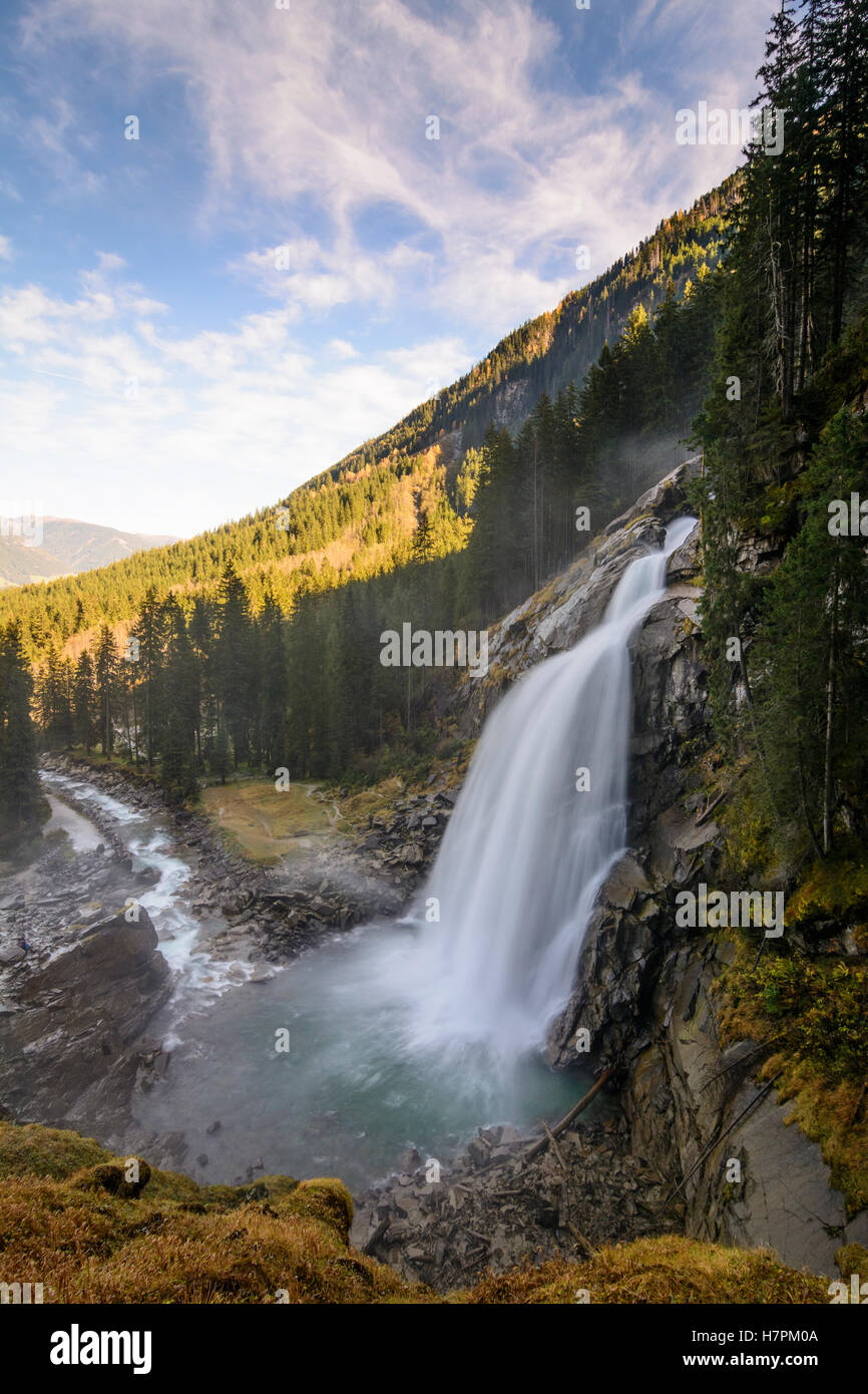 Krimml: Krimml Waterfalls, waterfall lower stage, Pinzgau, Salzburg, Austria Stock Photo