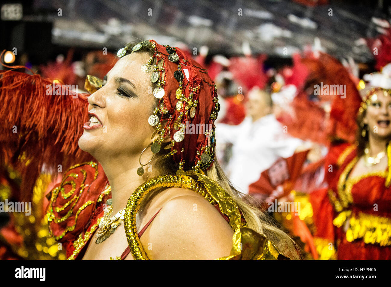 São Paulo, Brazil - February 14, 2015: People performing in costume for ...