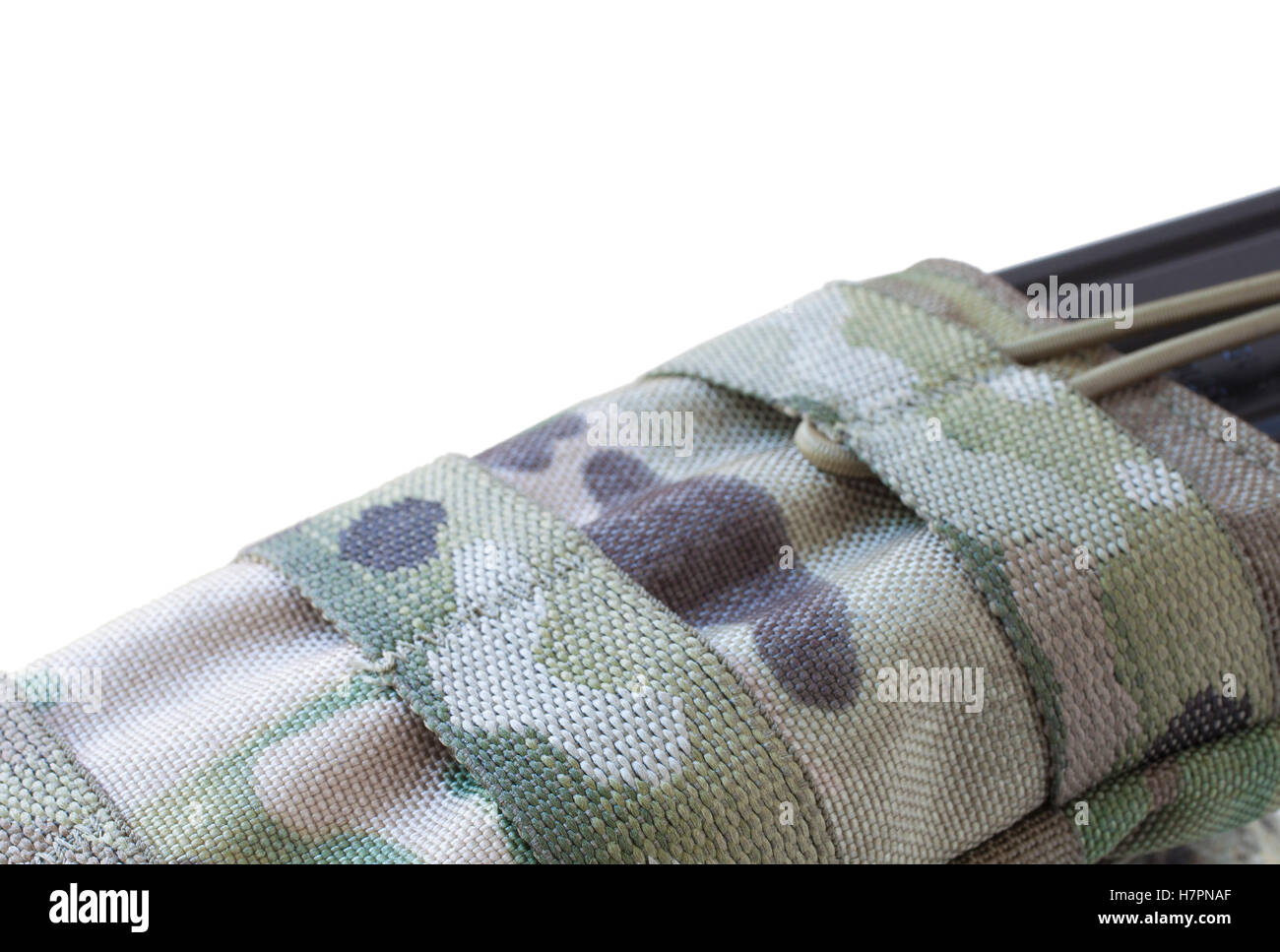 Camouflage magazine pouch with a stretching retention system Stock Photo