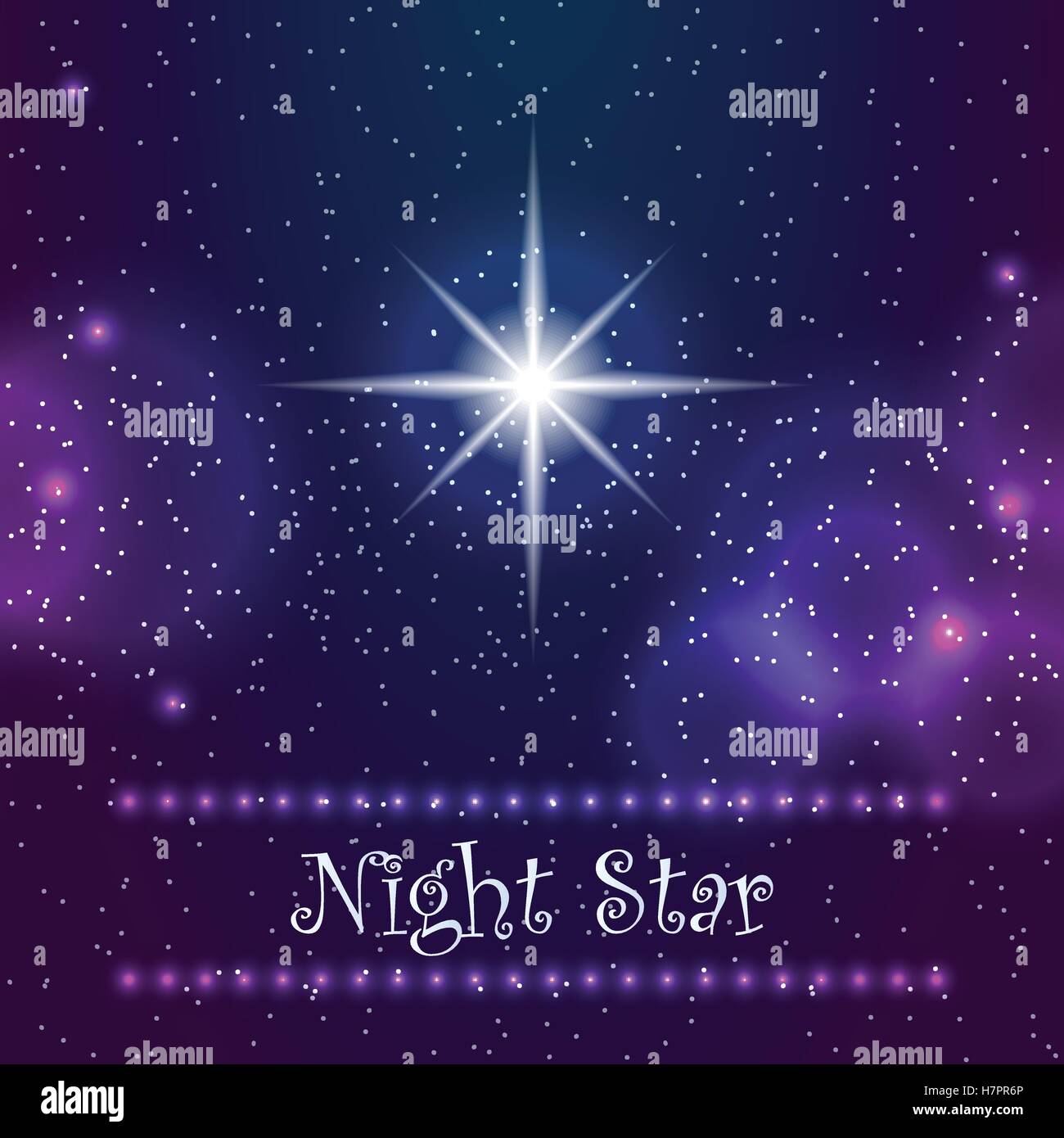 Night star on the sky. Night star sky with one polar star. Vector illustration. Stock Vector