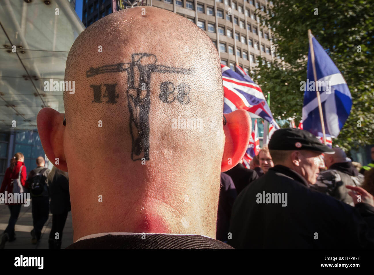 British far-right organisation: The National Front (NF) hold their annual Remembrance Day march through central London, UK. Stock Photo