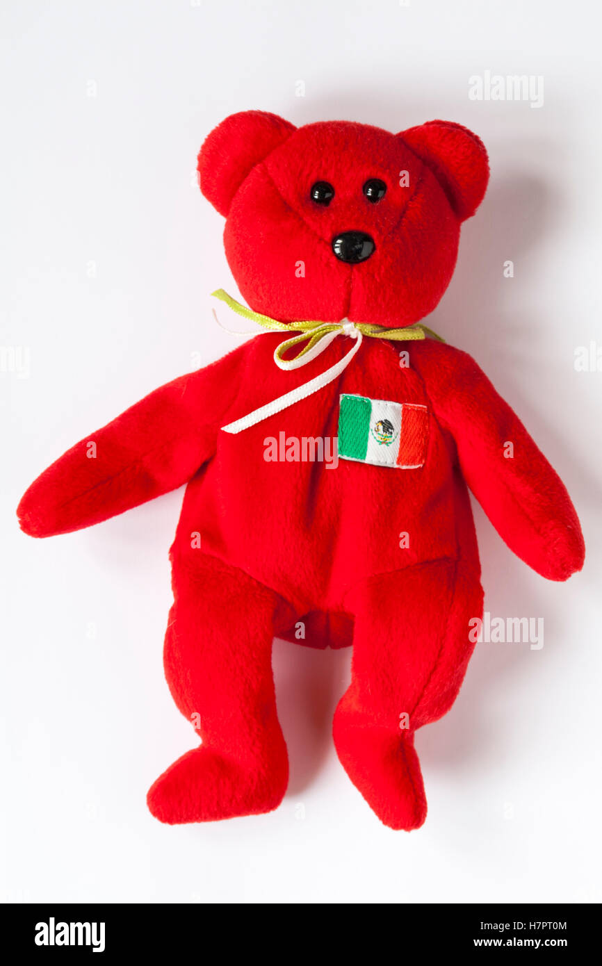 Osito the Mexican bear ty beanie teddy bear isolated on white background Stock Photo