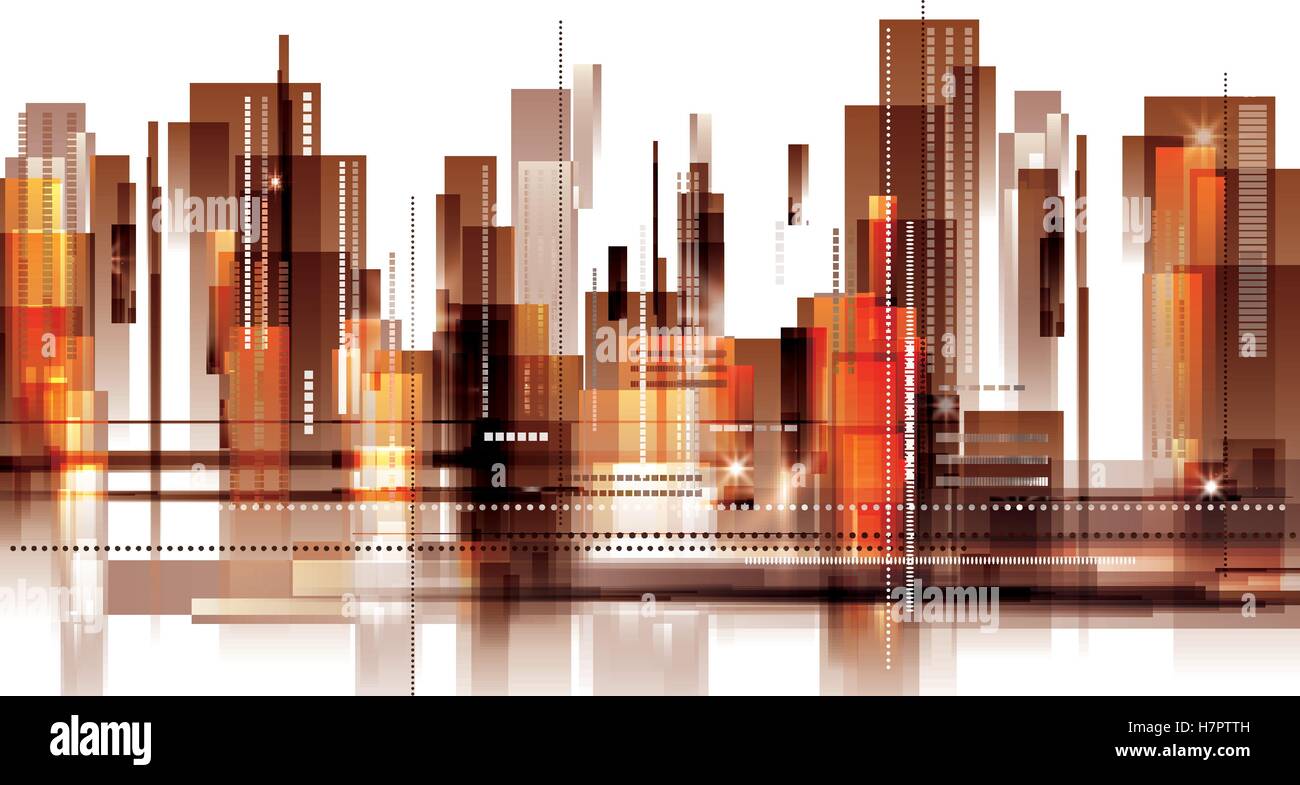 Abstract modern city skyline at night, vector Stock Vector Image & Art ...