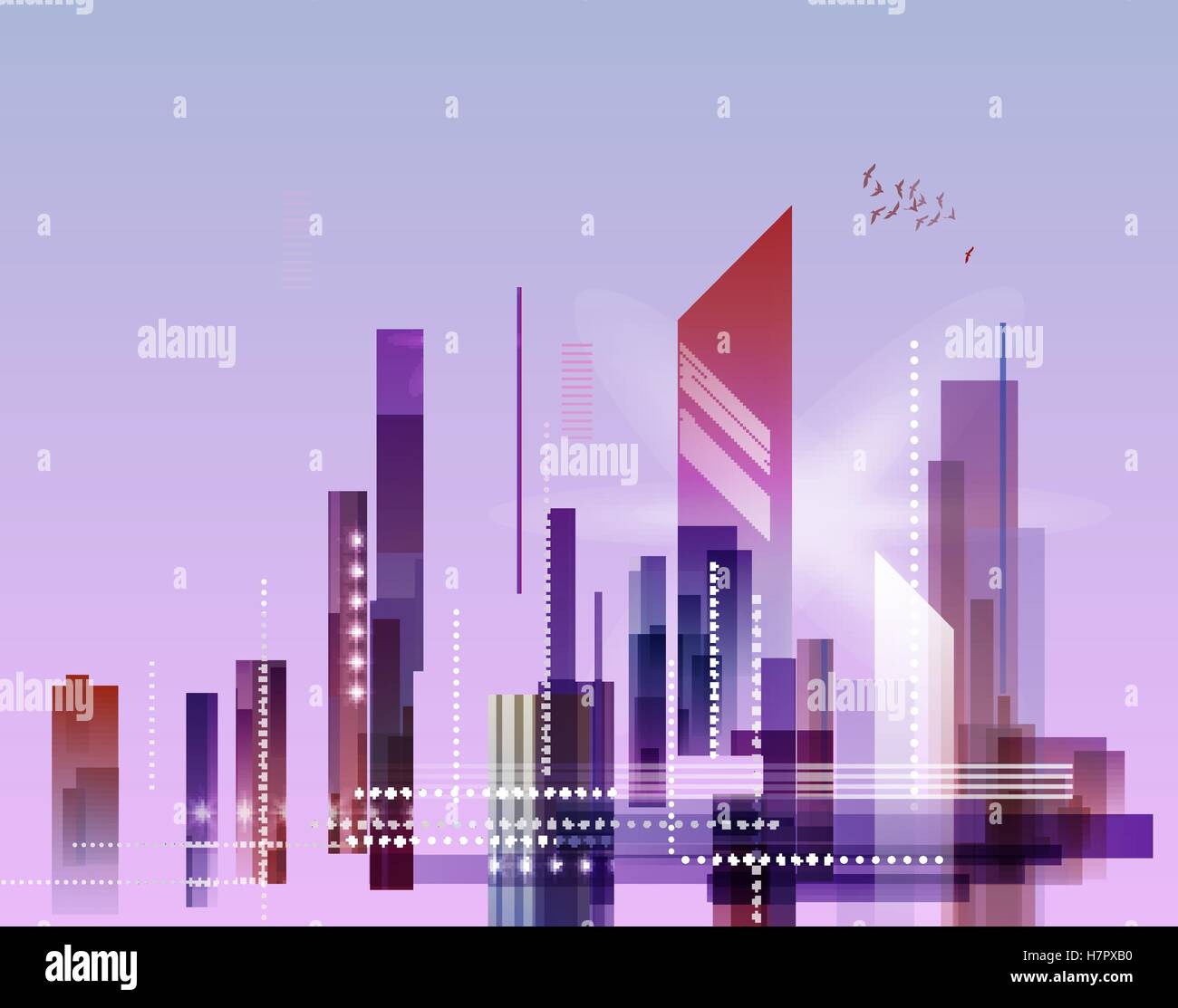 Abstract modern city skyline at night, vector Stock Vector Image & Art ...