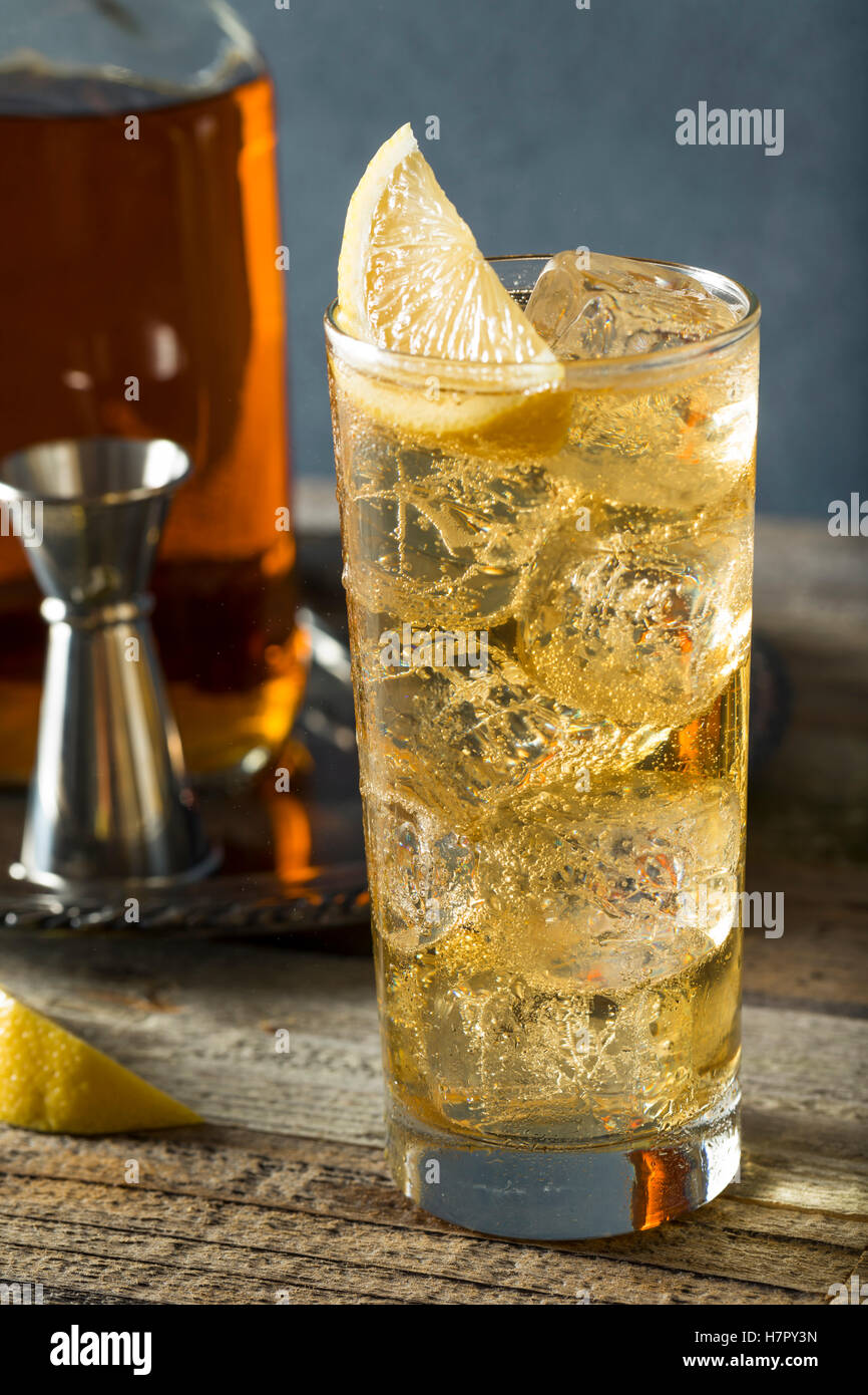 Whiskey Highball with Ginger Ale and Lemons Stock Photo Alamy