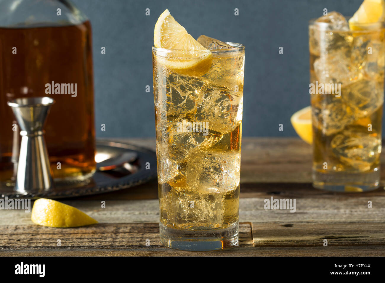 Whiskey Highball with Ginger Ale and Lemons Stock Photo Alamy