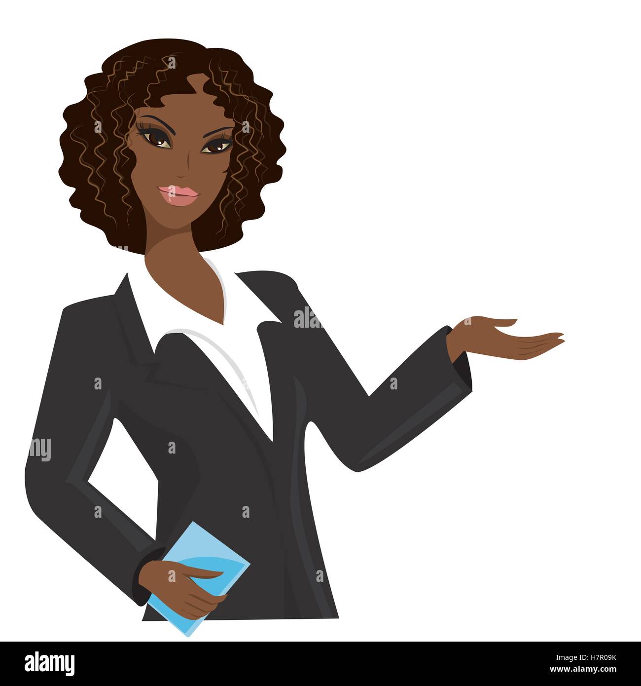 african american business woman, cartoon vector illustration Stock Vector