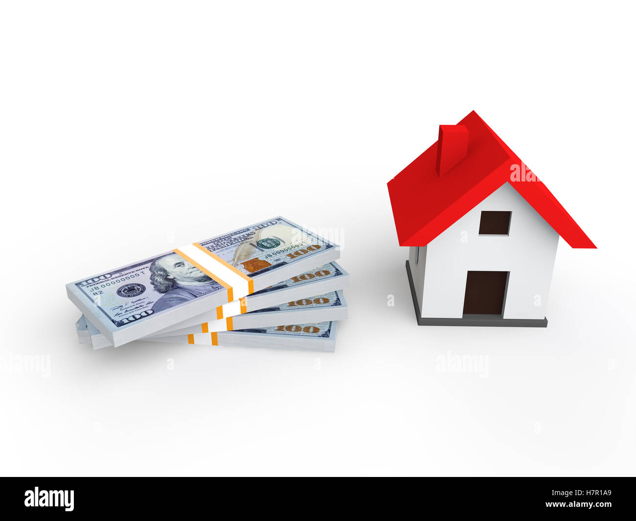 Money Renderts 3d render of money and house Stock Photo - Alamy