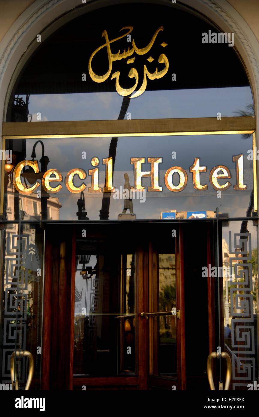 Entrance To The Cecil Hotel Alexandria Stock Photo Alamy