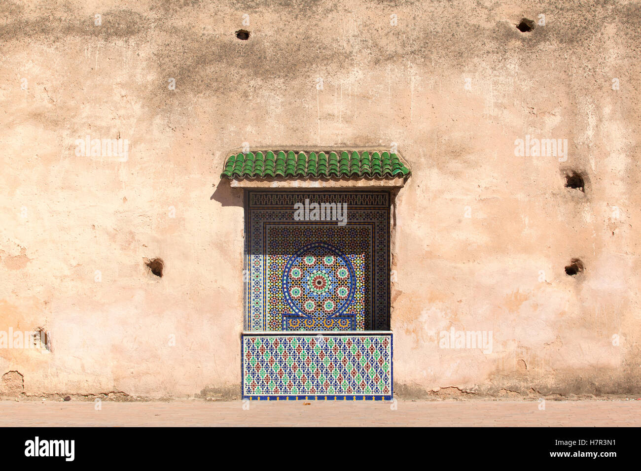 One of the colored fountains of Meknes. Morocco. Stock Photo