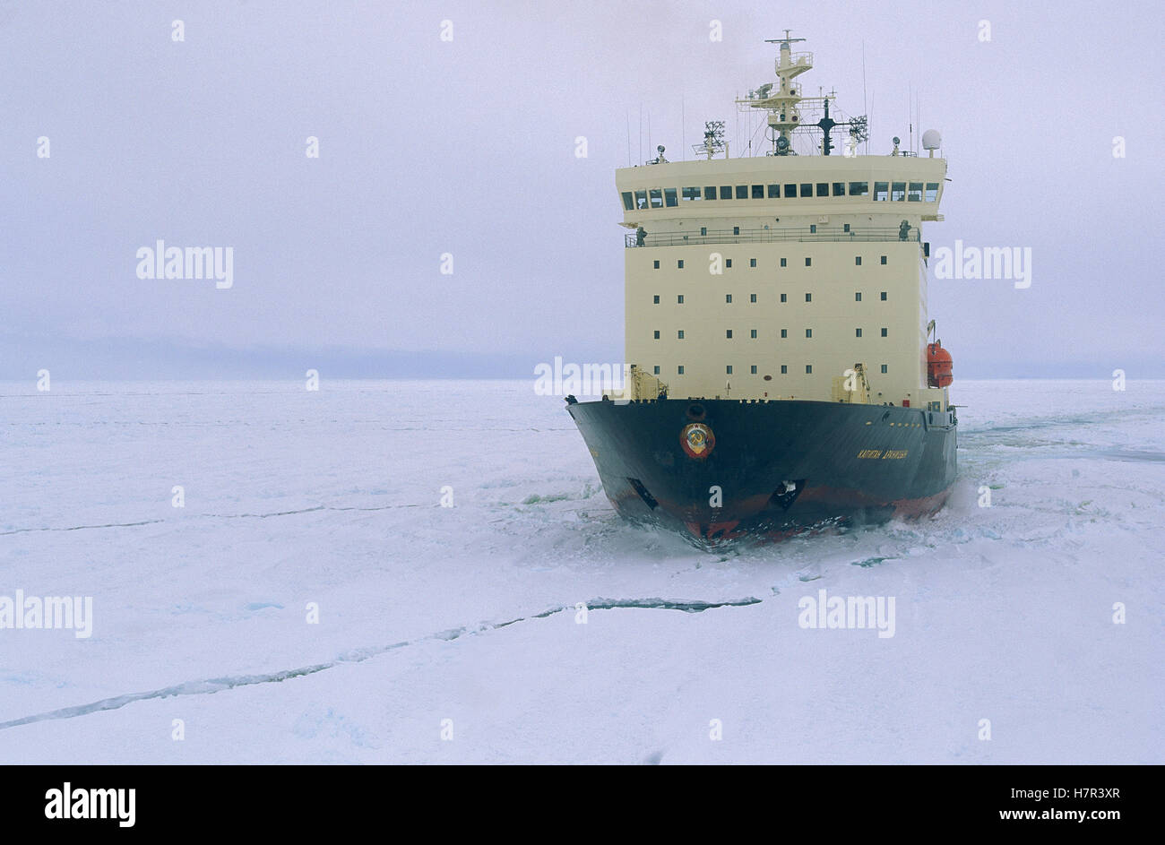 Russian icebreaker tracking through leading edge of pack ice, Weddell ...