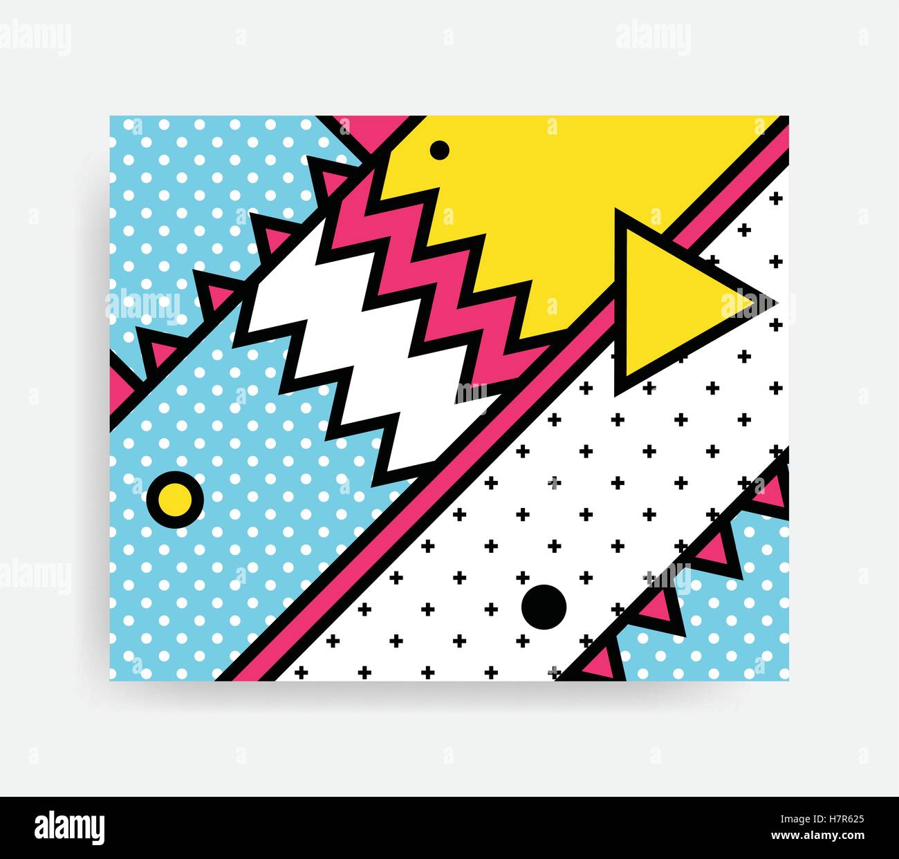 Colorful Pop art geometric pattern with bright bold blocks squiggles