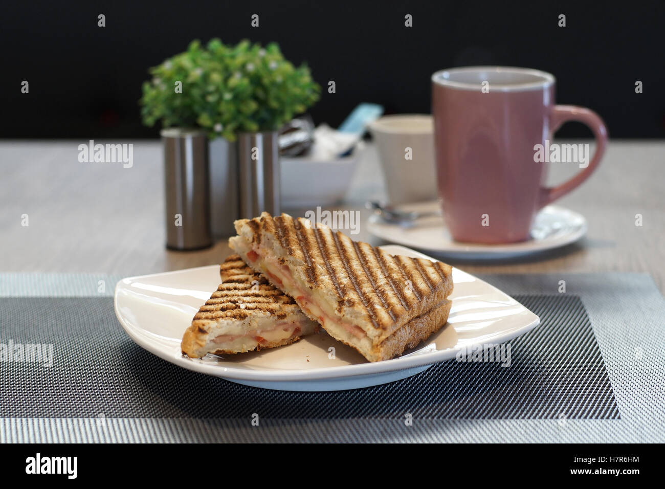 grilled ham and cheese sandwich for breakfast Stock Photo