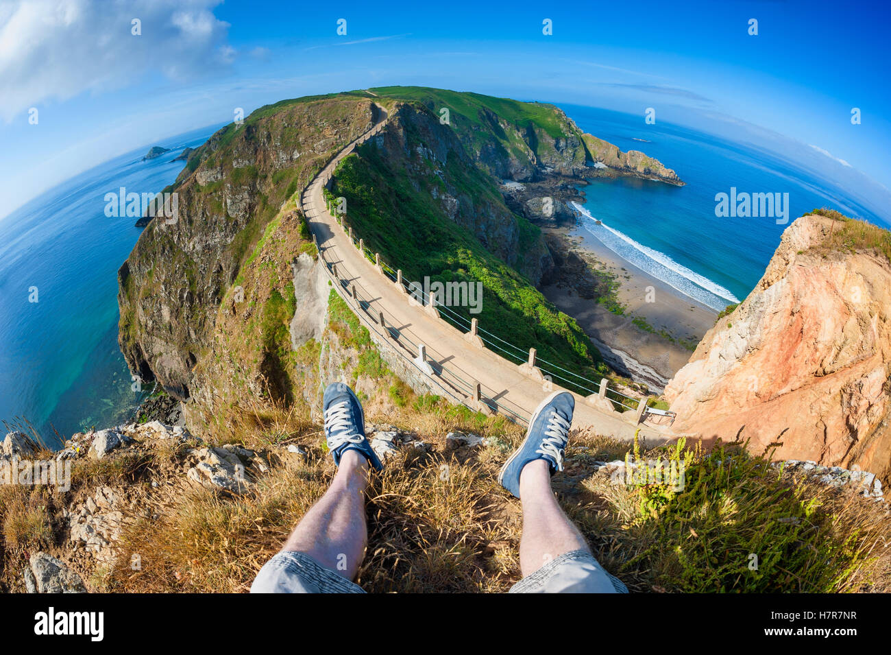 First Person Perspective on Sark Isthmus Stock Photo